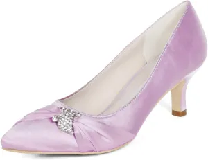 Womens Wedding Shoes NALoRa Women's Rhinestone Heeled Sandals Pointy Toe Stilettos High Heels Pointed Toe Slip on Pumps Wedding Shoes for Bridal Dress(Light Pink,6.5 UK)