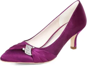 Womens Wedding Shoes NALoRa Women's Rhinestone Heeled Sandals Pointy Toe Stilettos High Heels Pointed Toe Slip on Pumps Wedding Shoes for Bridal Dress(Purple,3 UK)