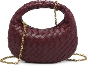 Women's Woven Genuine Leather Wallet Handbag - Crossbody Bag, Single-shoulder Chain