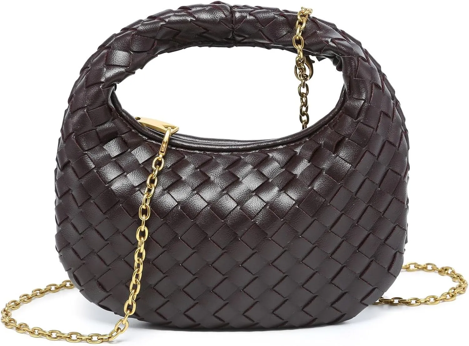 Women's Woven Genuine Leather Wallet Handbag - Crossbody Bag, Single-shoulder Chain