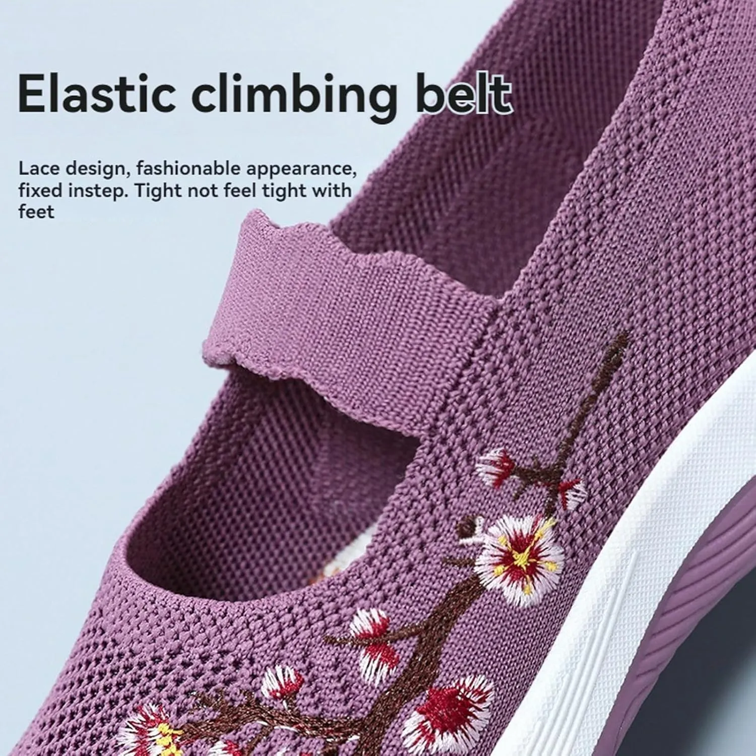 Womens Woven Orthopedic Breathable Soft Shoes Embroidered Flower Shoe Comfort Slip On Walking Shoes Arch Support Casual Walking Sports Sneakers