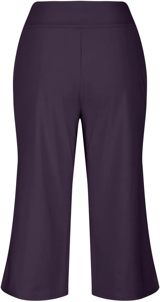 Women's Yoga Capris Pants | High Waist Leggings Crop Straight Leg Athletic Exercise Workout Shorts