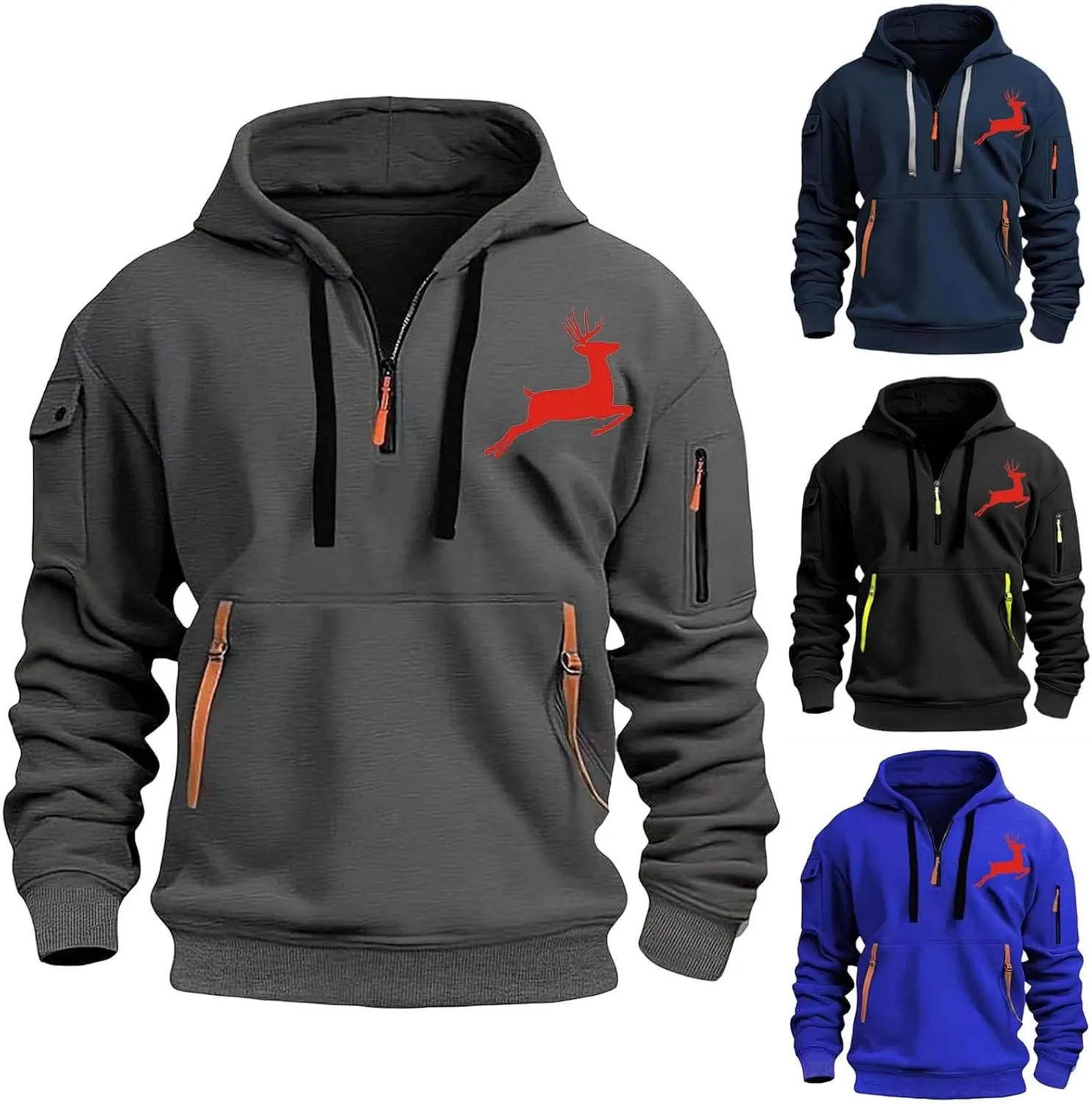 Work Hoodies for Men,Mens Hoodies Zip up Pullover Graphic Hoodie Loose Fit Ultra Soft Hooded Sweatshirt with Pockets