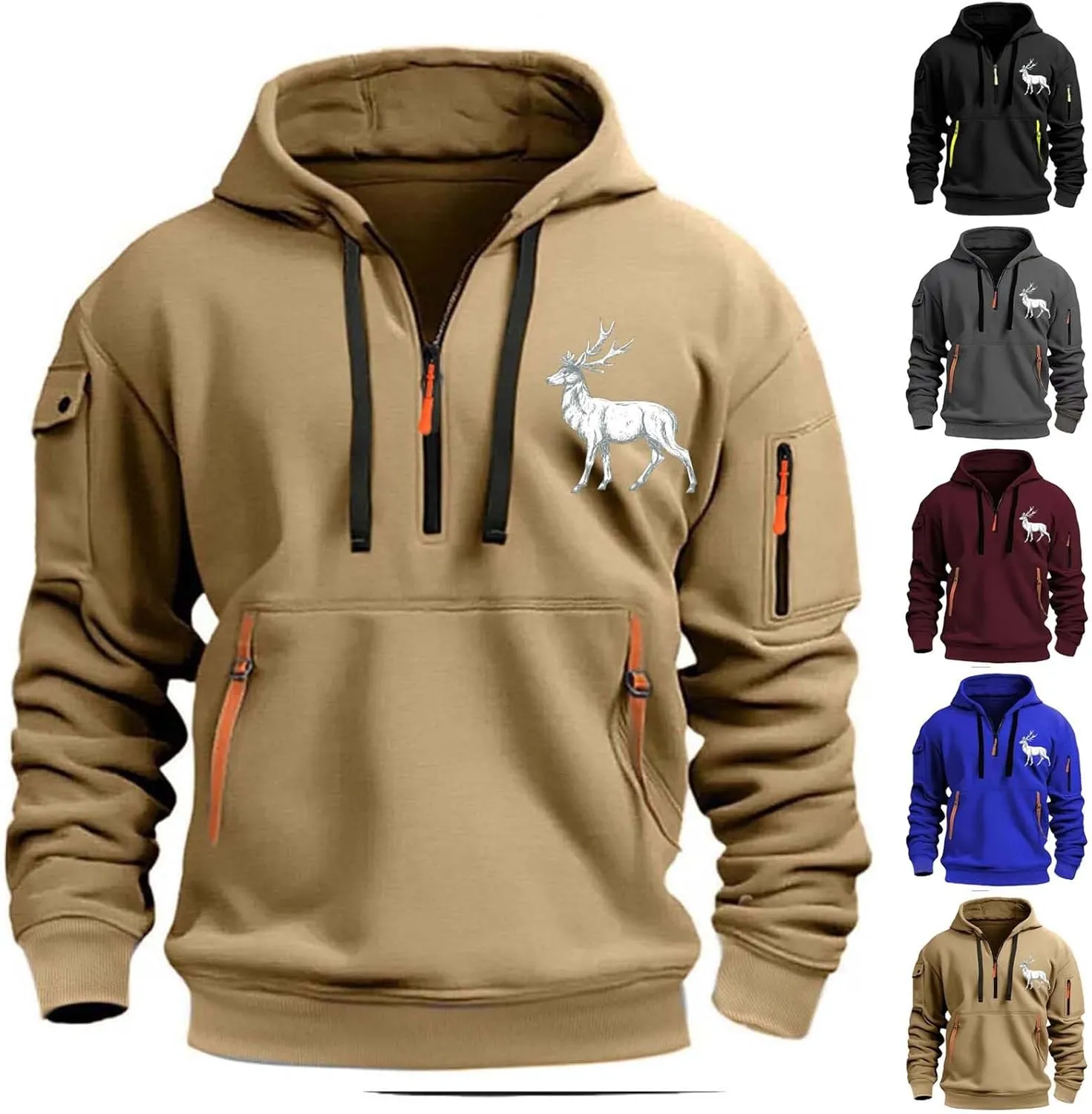 Work Hoodies for Men,Mens Hoodies Zip up Pullover Graphic Hoodie Loose Fit Ultra Soft Hooded Sweatshirt with Pockets