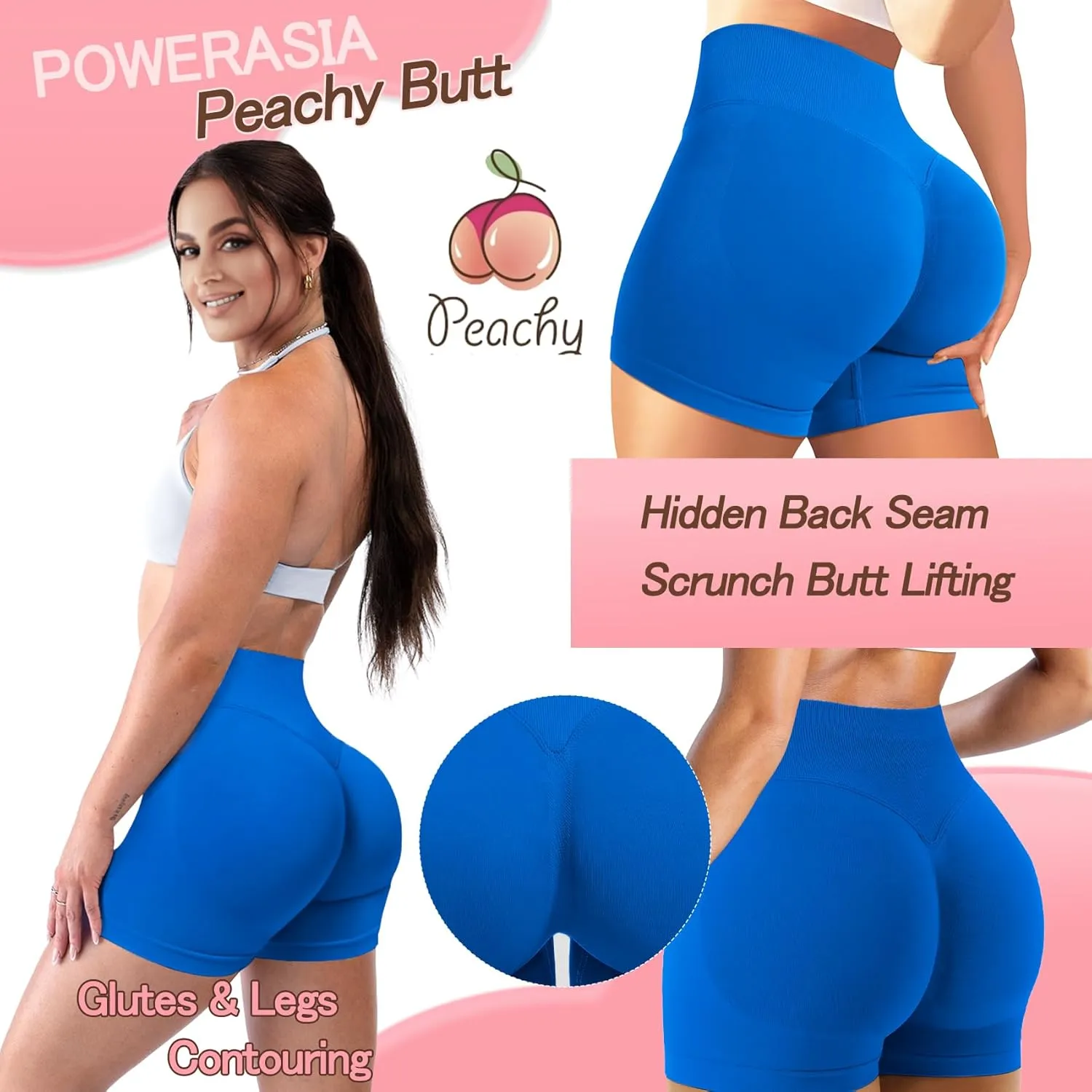 Workout Impact Shorts Hidden Scrunch Butt Lifting Gym Booty Biker Shorts for Women Tummy Control