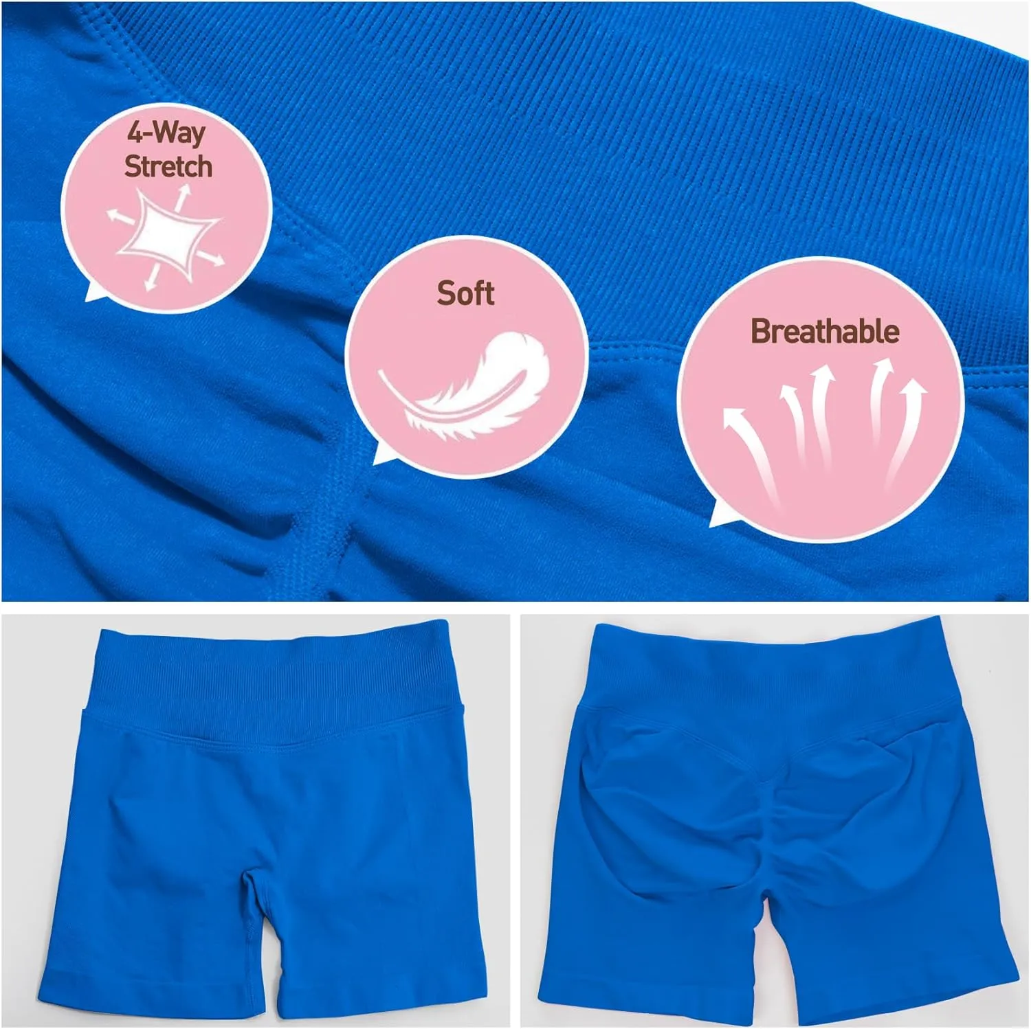 Workout Impact Shorts Hidden Scrunch Butt Lifting Gym Booty Biker Shorts for Women Tummy Control