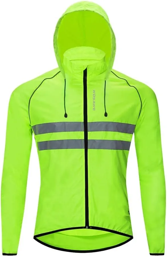 WOSAWE Packable Cycling Jacket Hooded Running Coat Lightweight Biking Windbreaker