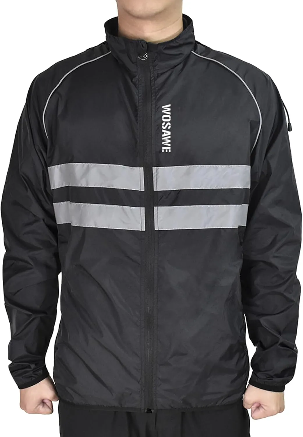 WOSAWE Packable Cycling Jacket Hooded Running Coat Lightweight Biking Windbreaker