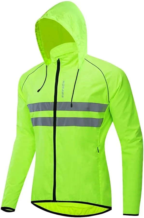 WOSAWE Packable Cycling Jacket Hooded Running Coat Lightweight Biking Windbreaker