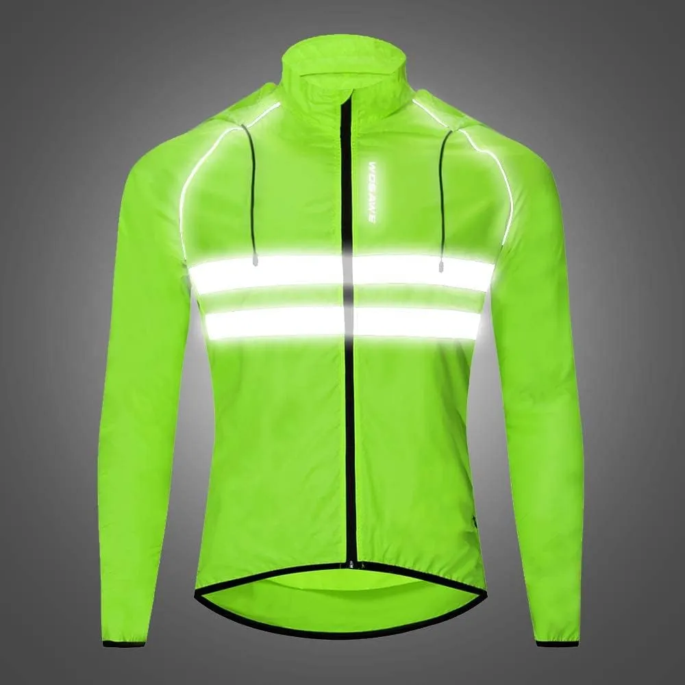 WOSAWE Packable Cycling Jacket Hooded Running Coat Lightweight Biking Windbreaker