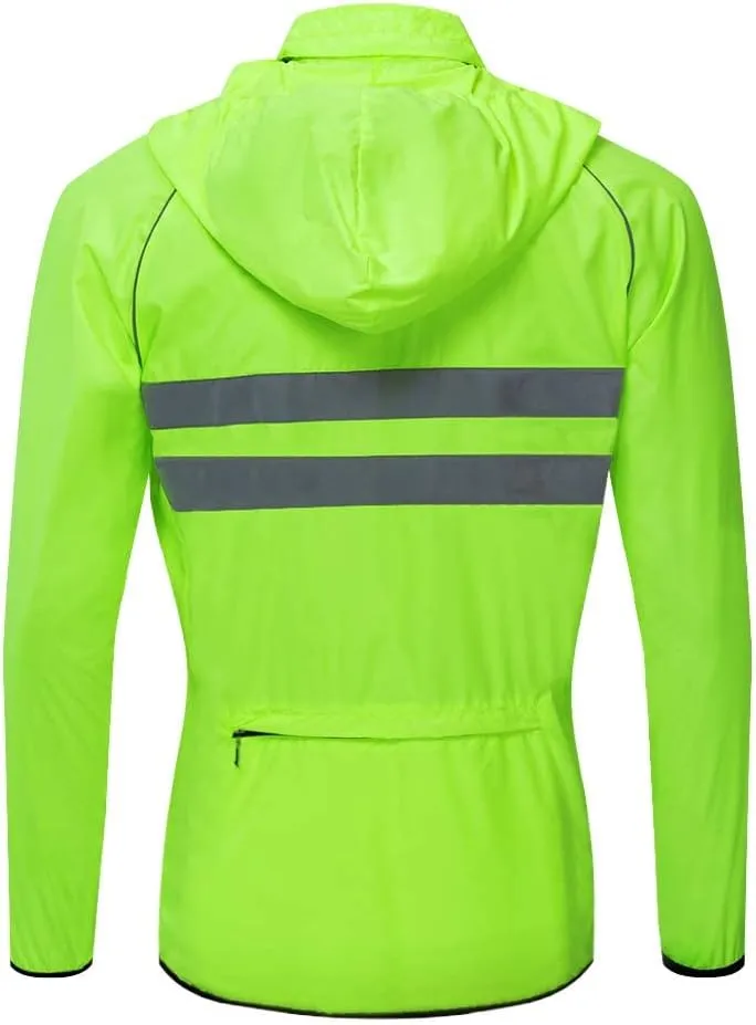 WOSAWE Packable Cycling Jacket Hooded Running Coat Lightweight Biking Windbreaker