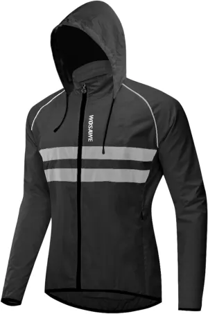 WOSAWE Packable Cycling Jacket Hooded Running Coat Lightweight Biking Windbreaker