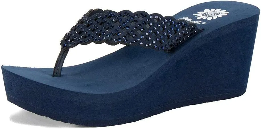 Yellow Box Deloise EVA Wedge Platform Embellished Sandals Clear (9.5, Clear)