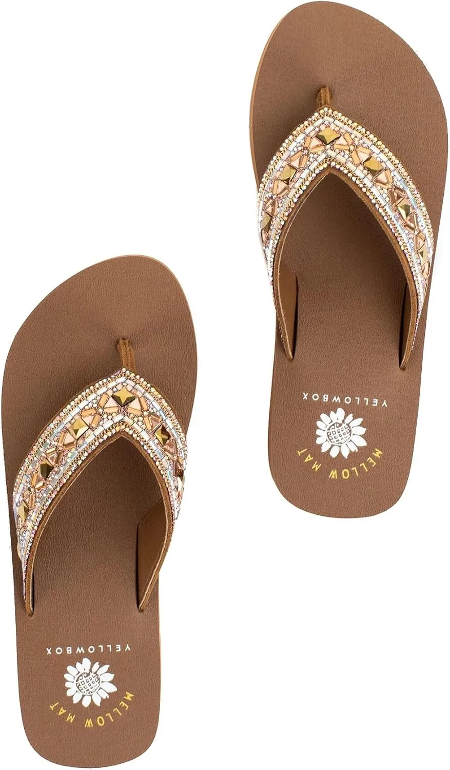 Yellow Box Women's Lira Wedge Sandal, Medium Heel Flip-Flop, Round Toe, MellowMat Collection
