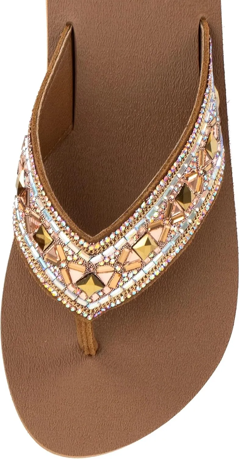 Yellow Box Women's Lira Wedge Sandal, Medium Heel Flip-Flop, Round Toe, MellowMat Collection