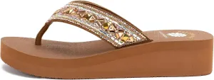Yellow Box Women's Lira Wedge Sandal, Medium Heel Flip-Flop, Round Toe, MellowMat Collection