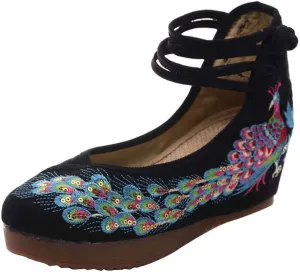 YIBLBOX Women Ankle Strap Shoes Platform Wedges Sandal Dress Shoes for Cheongsam