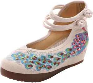 YIBLBOX Women Ankle Strap Shoes Platform Wedges Sandal Dress Shoes for Cheongsam