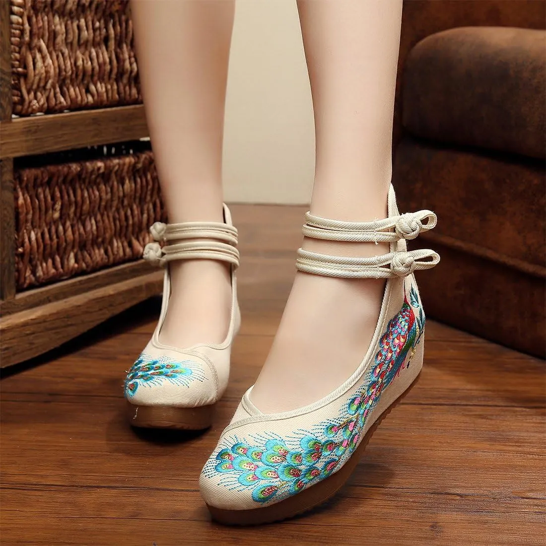 YIBLBOX Women Ankle Strap Shoes Platform Wedges Sandal Dress Shoes for Cheongsam