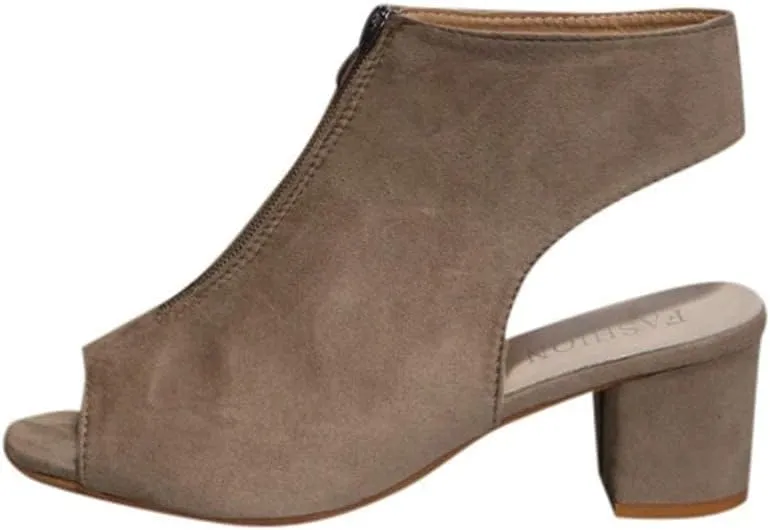 ZBYY Womens Open Toe Heel Sandals,Fashion Cutout Side Strap Zipper Chunky Heel Sandals Slip On Ankle Backless Booties