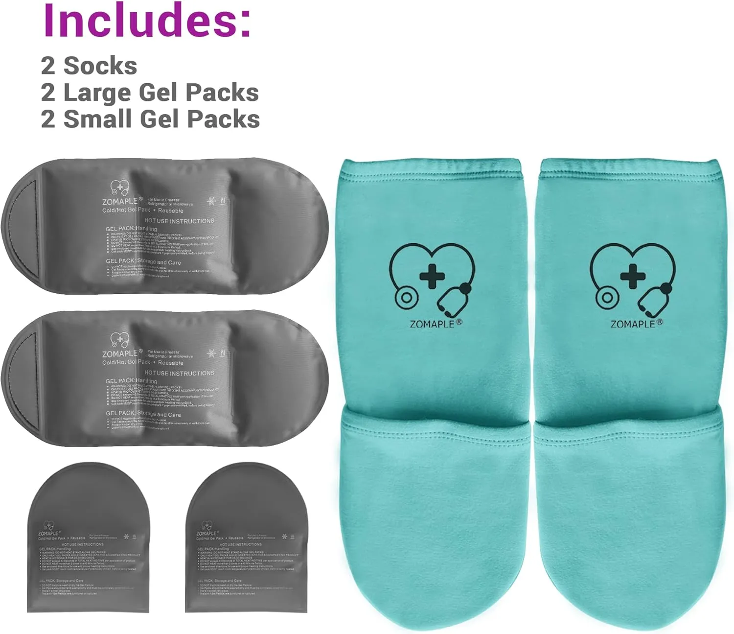 Zomaple Cold Therapy Socks for Women and Men - Perfect Ice Pack Cooling Socks for Plantar Fasciitis Feet, Neuropathy, Chemotherapy Recovery, Arthritis, Ankle & Heel Pain Relief (Aqua, Medium 7-11)