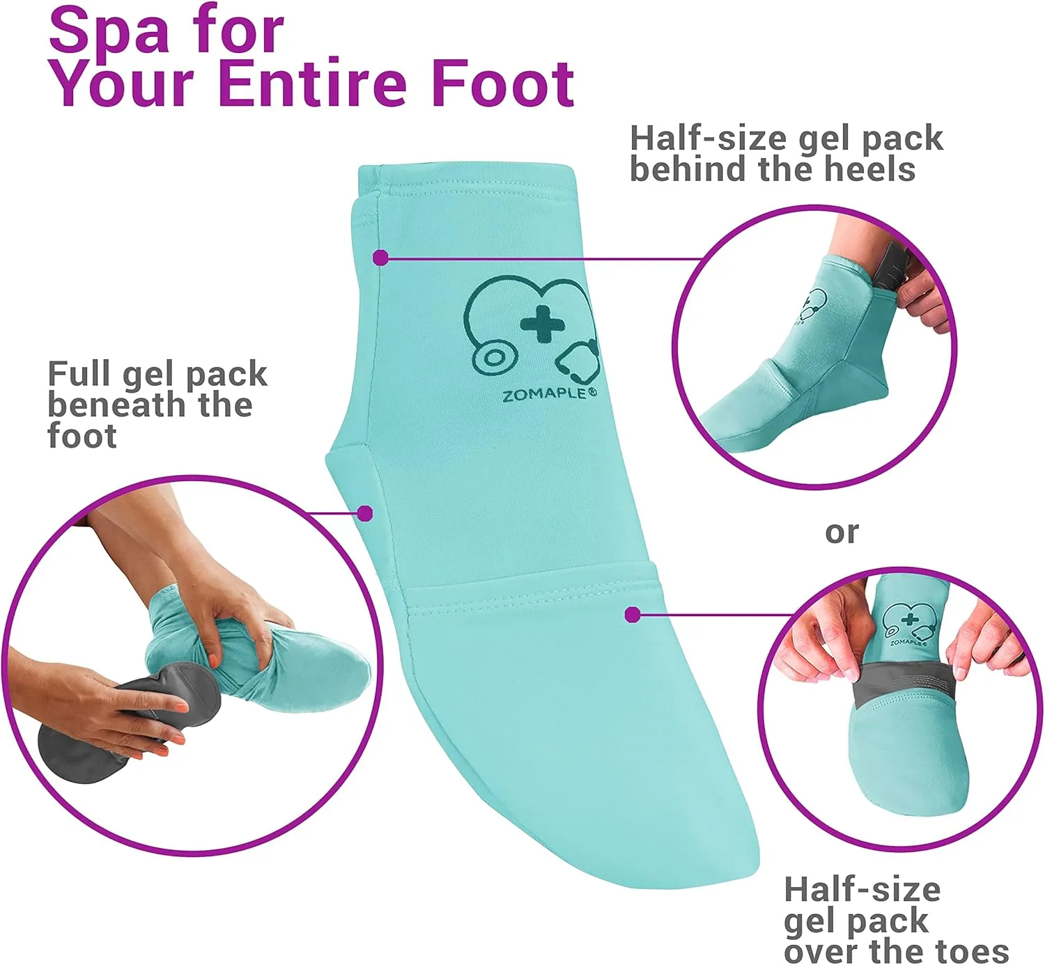 Zomaple Cold Therapy Socks for Women and Men - Perfect Ice Pack Cooling Socks for Plantar Fasciitis Feet, Neuropathy, Chemotherapy Recovery, Arthritis, Ankle & Heel Pain Relief (Aqua, Medium 7-11)