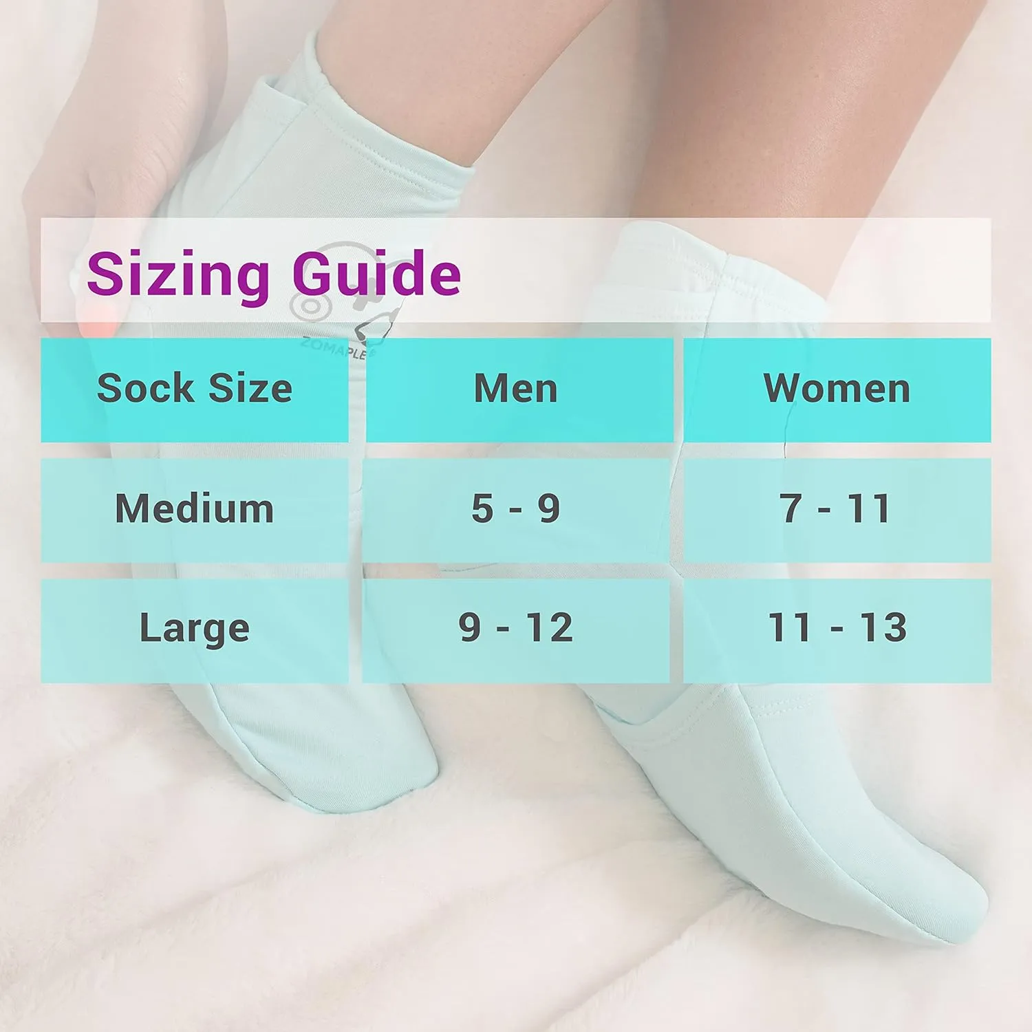 Zomaple Cold Therapy Socks for Women and Men - Perfect Ice Pack Cooling Socks for Plantar Fasciitis Feet, Neuropathy, Chemotherapy Recovery, Arthritis, Ankle & Heel Pain Relief (Aqua, Medium 7-11)