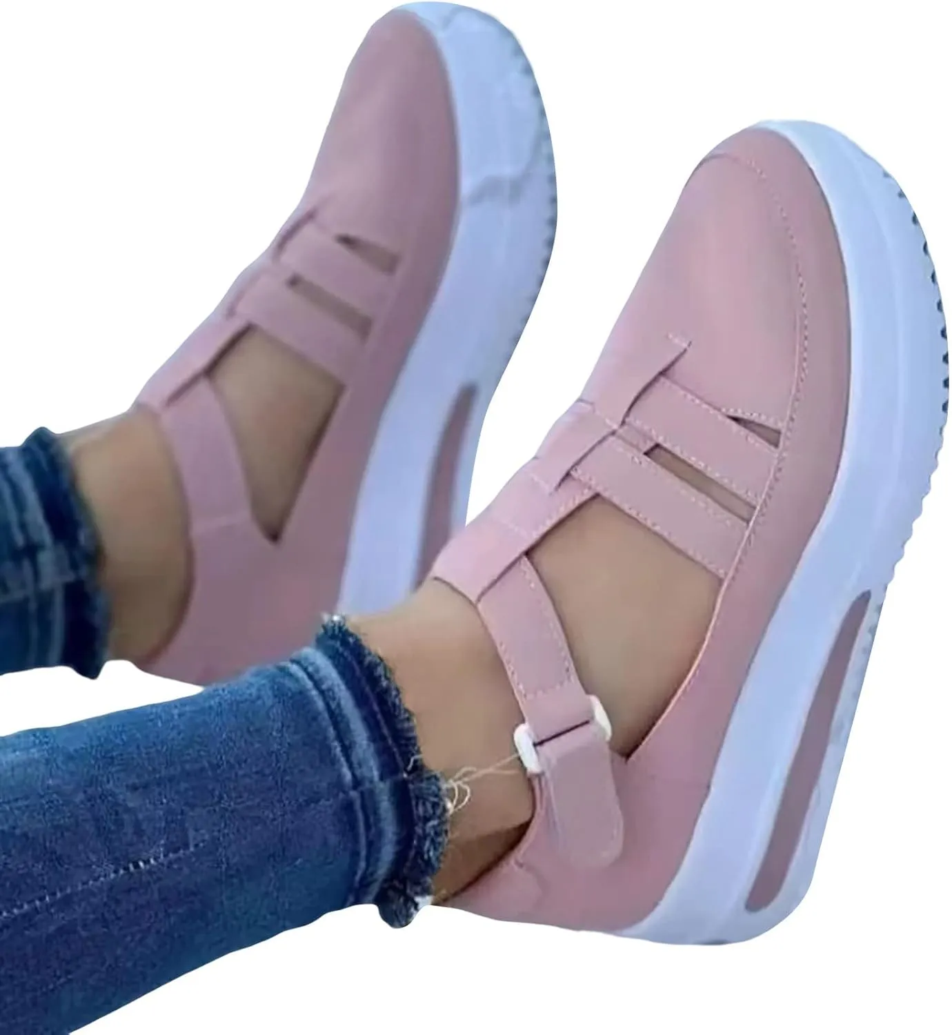 ZSpzx Platform Sandals For Women Dressy Summer 2025 Slip on Ankle Strap Wedges Casual Walking Shoes Wedge Loafers Arch Support Comfortable On Low Top Breathable Lightweight Canvas Sneakers