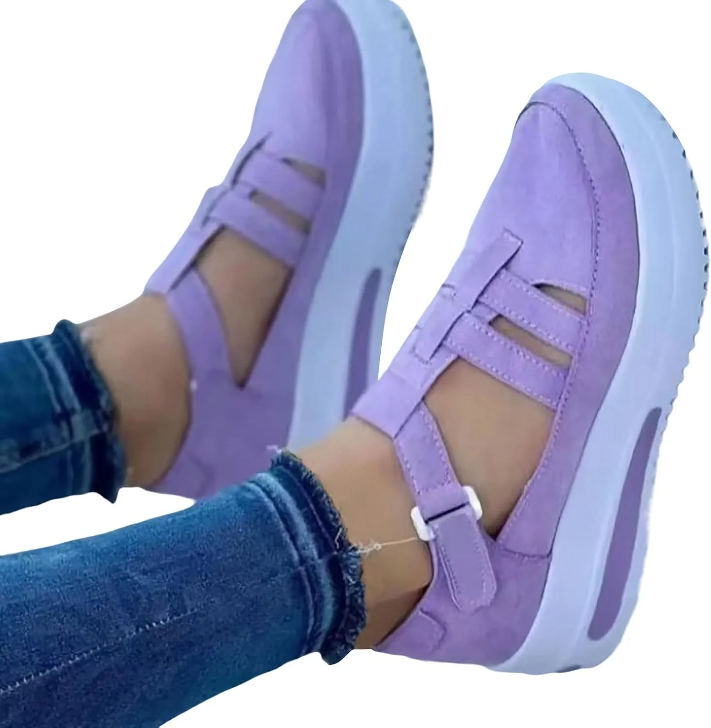 ZSpzx Platform Sandals For Women Dressy Summer 2025 Slip on Ankle Strap Wedges Casual Walking Shoes Wedge Loafers Arch Support Comfortable On Low Top Breathable Lightweight Canvas Sneakers